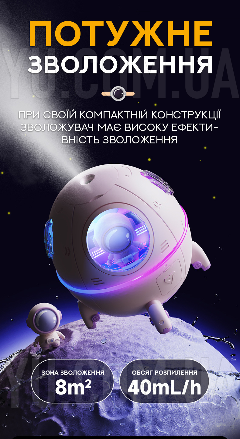 Увлажнитель воздуха-аромадиффузор с подсветкой "Астронавт" Увлажнитель воздуха-аромадиффузор с подсветкой "Астронавт"